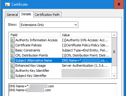 alternative dns namen im zertifikat