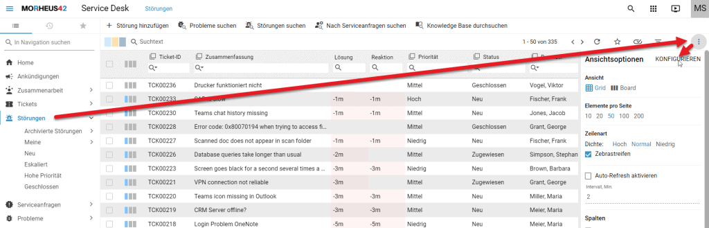 content widget liste konfigurieren