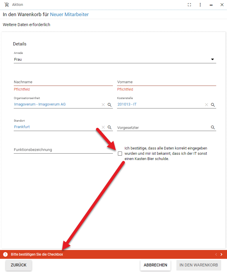 fertiges formular mit prüfung auf checkbox