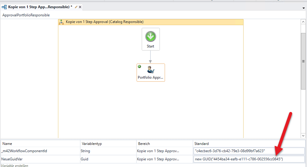 neue guid variable workflow stuido