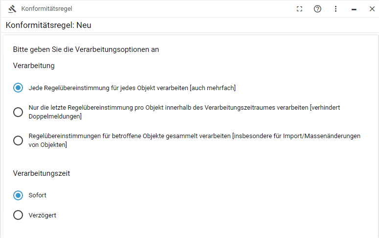 verarbeitung einstellen