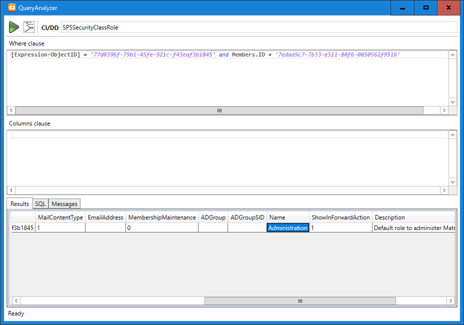 asql statement im matrix42 query analyzer