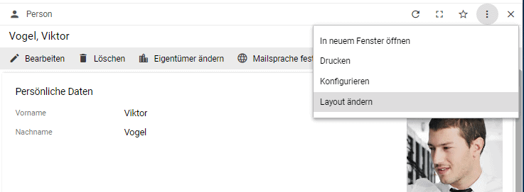 layout designer in personen preview öffnen