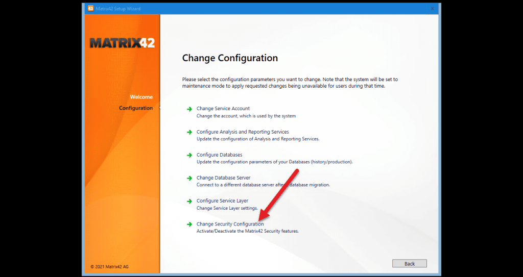 change security configuration