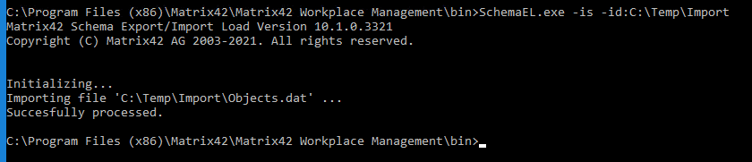 Erfolgreicher Import durch SchemaEL.exe