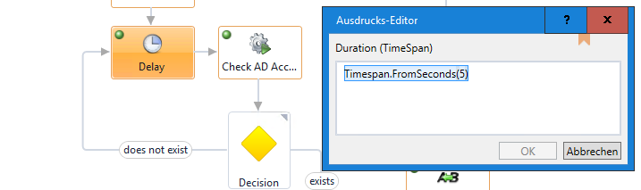 Workflow für 5 Sekunden anhalten