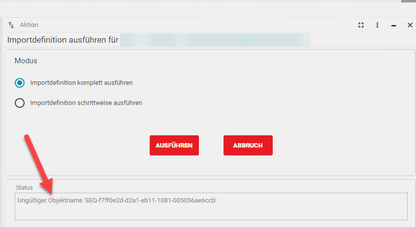 Fehler ungültiger Objektname 'SEQ-XXXXXXXX-XXXX-XXXX-XXXX-XXXXXXXXXXXX'