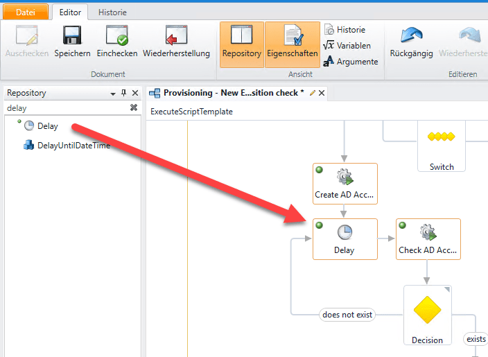 Delay in Workflow platzieren